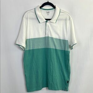 Lee Green and White Color-Block Polo Shirt